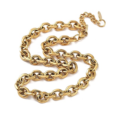 Ion Plating(IP) 304 Stainless Steel Rolo Chain Necklace X-NJEW-D045-01G-1