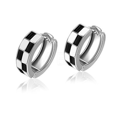 Tartan Design Alloy Enamel Hoop Earrings FS-WG3E240-06-1