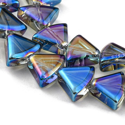 Half Plated Electroplate Transparent Glass Beads Strands EGLA-G037-08A-HP03-1