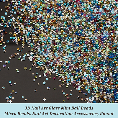 Olycraft 3D Nail Art Glass Mini Ball Beads MRMJ-OC0003-16-1