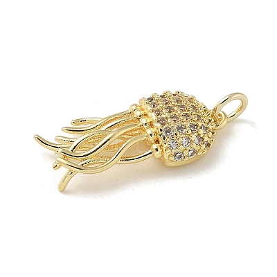 Brass Micro Pave Clear Cubic Zirconia Pendants KK-U046-02G-03-1
