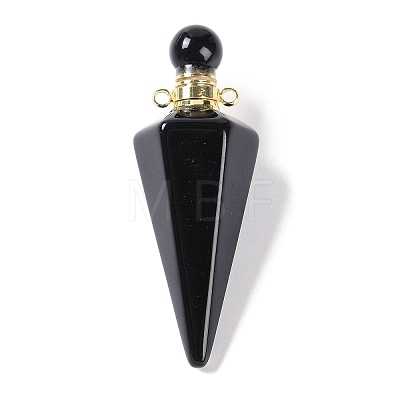 Natural & Synthetic Mixed Gemstone Faceted Cone Openable Perfume Bottle Big Pendants G-L524-18G-1