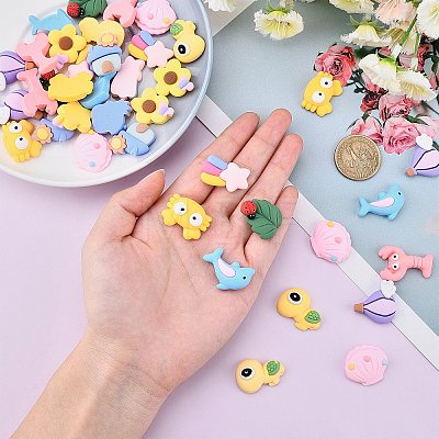 SUNNYCLUE 40Pcs 10 Style Resin Cabochons CRES-SC0002-11-1