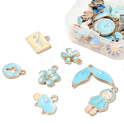 27Pcs 27 Style Light Gold Alloy Enamel Pendants ENAM-YW0001-77-1