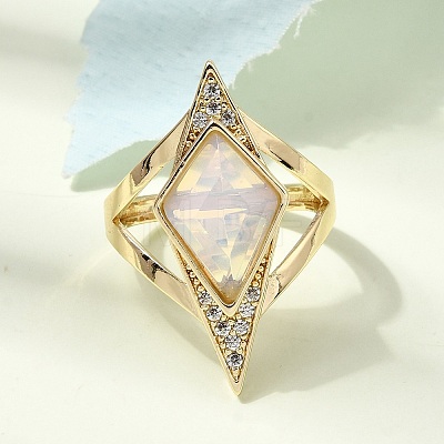 Brass Micro Pave Cubic Zirconia Cuff Rings for Women GG-CBA7610-11G-03-1