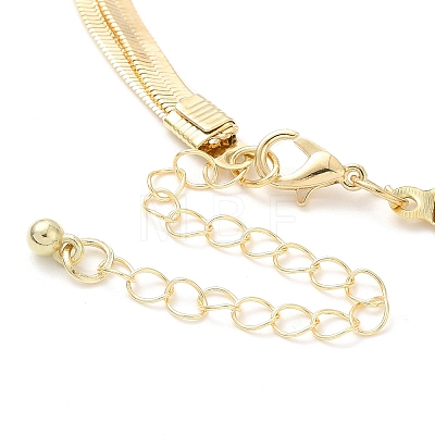 Brass Flat Snake Chains Double Layered Necklaces NJEW-P289-08G-1