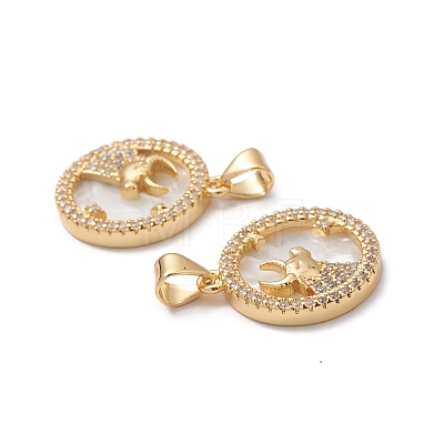 Rack Plating Brass Shell Pendants KK-D087-25G-10-1