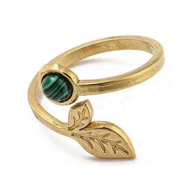 304 Stainless Steel with Synthetic Malachite Ring RJEW-Z031-01G-03-1