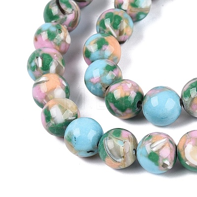 Assembled Synthetic Turquoise and Trochus Shell Beads Strands G-N369-02A-03-1