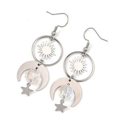 Celestial Brass & 304 Stainless Steel Dangle Drop Earrings for Women EJEW-JE07345-02-1