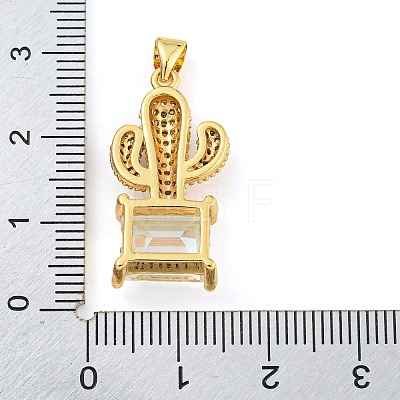 Rack Plating Brass Micro Pave Clear Cubic Zirconia Pendants ZIRC-L100-158G-1