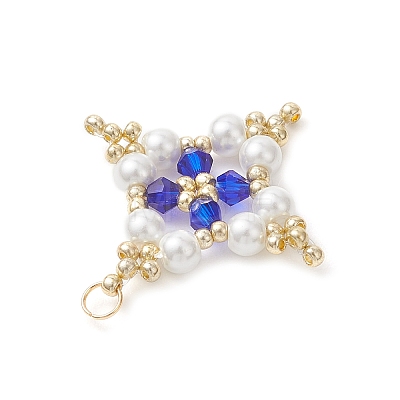 7Pcs Glass Seed Beaded Star Pendants PALLOY-MZ01165-1