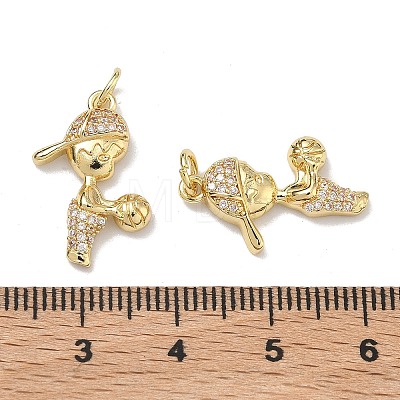 Brass Micro Pave Clear Cubic Zirconia Pendants KK-K420-08G-1