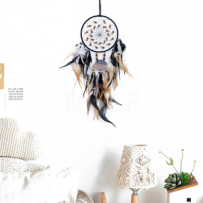 Iron Woven Web/Net with Feather Hanging Ornaments PW-WG7966A-01-1