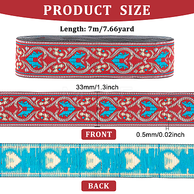 Ethnic style Embroidery Polyester Ribbons OCOR-WH0077-27D-1