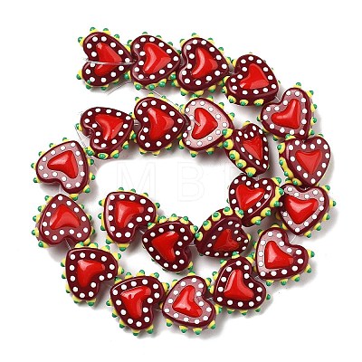 Painted Glass Beads Bumpy Beads Heart X-LAMP-V001-07G-1