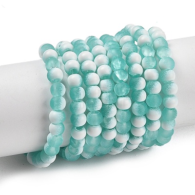 Frosted Crackle Glass Beads Strands GLAA-U001-4mm-M-1
