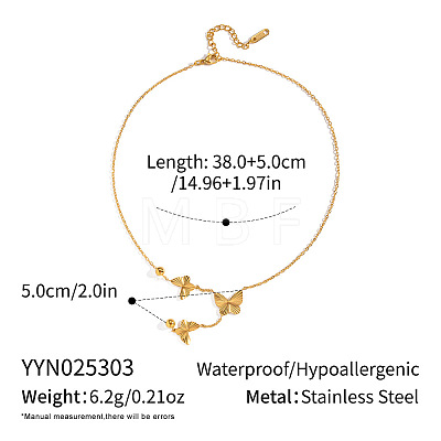 304 Stainless Steel Butterfly Pendant Necklaces for women EV4898-1
