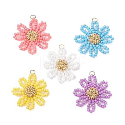 Glass Seed Beaded Pendants PALLOY-MZ01359-1