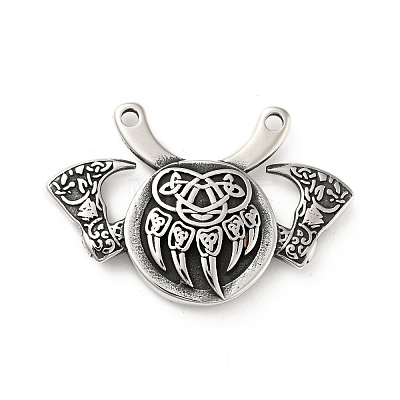 304 Stainless Steel Viking Bear Paw Law Odin Double Ax Pendants STAS-P309-31AS-1