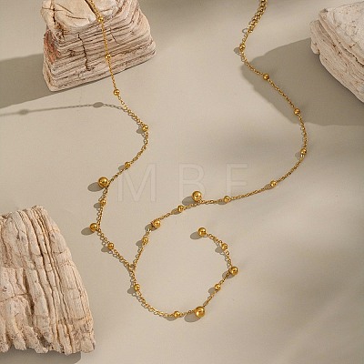 304 Stainless Steel Round Ball Link Chain Y Necklaces for Women NJEW-A059-03G-1