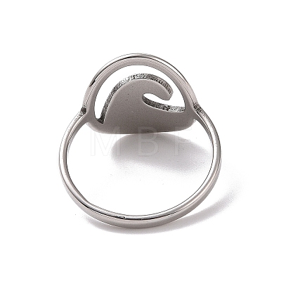 201 Stainless Steel Oval with Wave Finger Ring RJEW-J051-40P-1