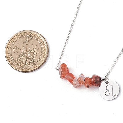 Natural South Red Agate Chip & Constellation Pendant Necklaces NJEW-JN05084-05-1