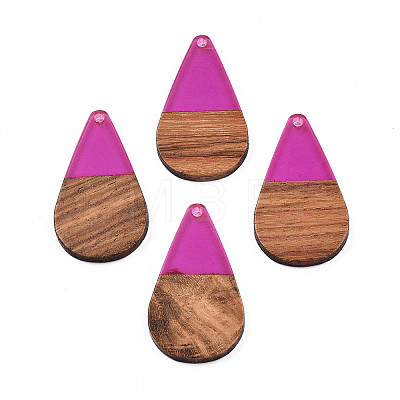 Transparent Resin & Walnut Wood Pendants LS-RESI-N025-030-C05-1