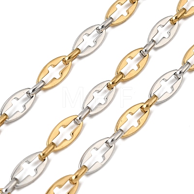 Two Tone 304 Stainless Steel Oval with Cross Link Chains CHS-K018-47GP-1