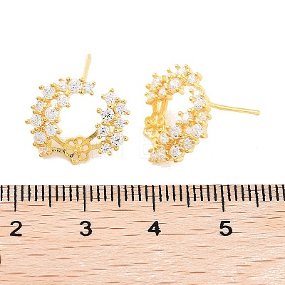 925 Sterling Silver Micro Pave Cubic Zirconia Stud Earrings Findings EJEW-B038-15G-1