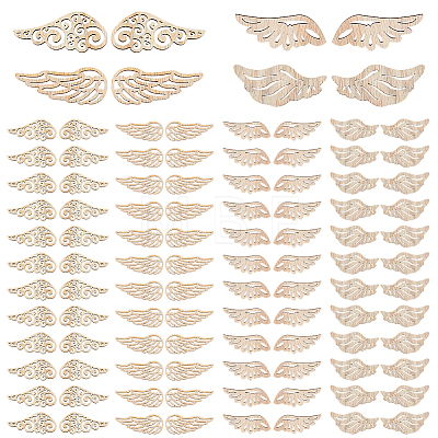 40Pcs 4 Styles Unfinished Wood Chips WOOD-WH0131-97-1