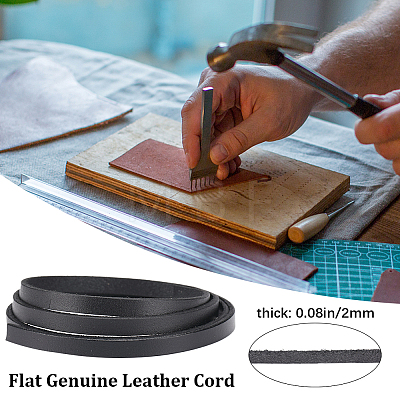 Gorgecraft 3Pcs Flat Leather Jewelry Cord WL-GF0001-16D-02-1