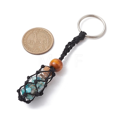 Synthetic Turquoise Wishing Bottle Keychain KEYC-JKC00726-01-1