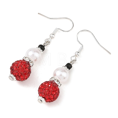 Christmas Handmade Polymer Clay Rhinestone Dangle Earrings EJEW-JE07518-1