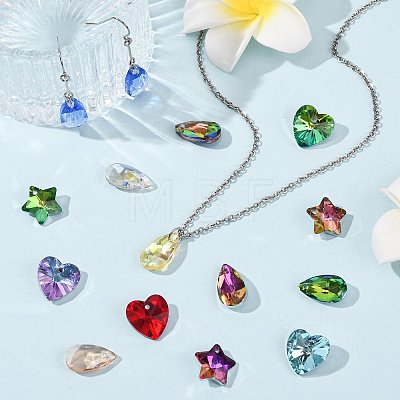 40Pcs 10 Colors Faceted Glass Charms GLAA-FS0002-68-1