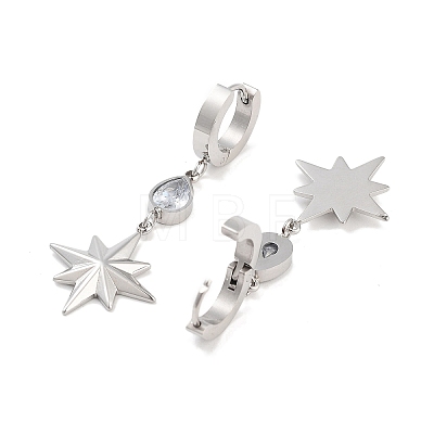 Star 304 Stainless Steel Dangle Earrings EJEW-L283-057P-1