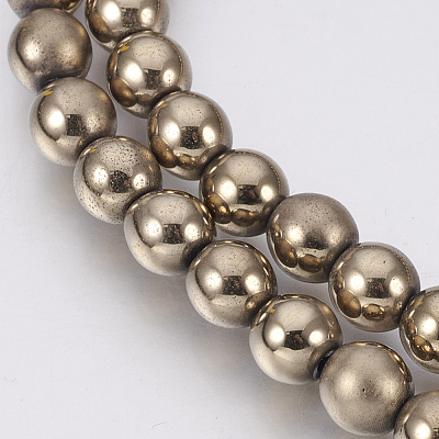 Electroplate Non-Magnetic Synthetic Hematite Beads Strands G-F585-B-6mm-1