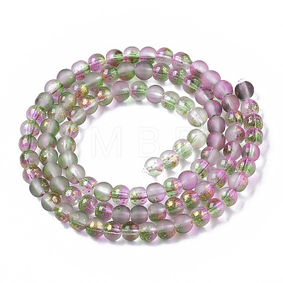 Frosted Spray Painted Glass Beads Strands GLAA-N035-03A-C01-1