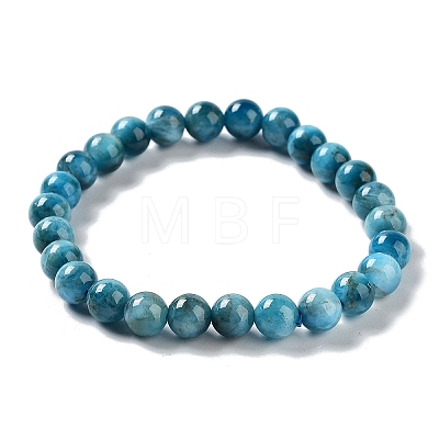 Natural Apatite Round Round Beaded Stretch Bracelets BJEW-G697-01A-1