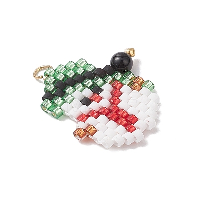 Christmas Themed Glass Seed Beaded Pendants PALLOY-MZ00868-03-1