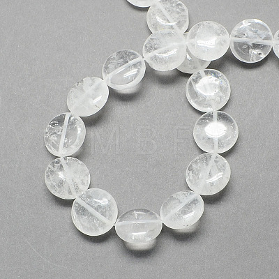 Flat Round Gemstone Natural Quartz Crystal Beads Strands G-S110-20-1