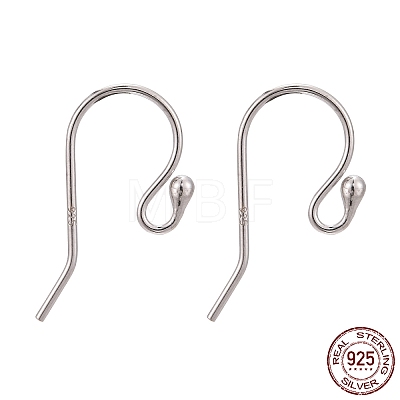 Anti-Tarnish Rhodium Plated 925 Sterling Silver Earring Hooks STER-I005-49P-1