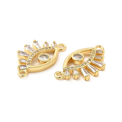 Rack Plating Brass Pave Clear Cubic Zirconia Connector Charms KK-D087-06G-1