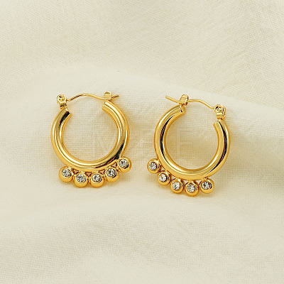 304 Stainless Steel & Cubic Zirconia Hoop Earrings WGF2E56-01-1