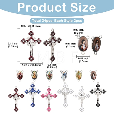 24Pcs 12 Styles Zinc Alloy Enamel Big Pendants FIND-YW0012-16-1