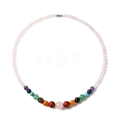 Natural Mixed Gemstone Graduated Beaded Necklaces NJEW-JN04492-1