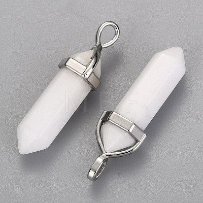 Natural White Jade Double Terminated Pointed Pendants G-F295-04H-1