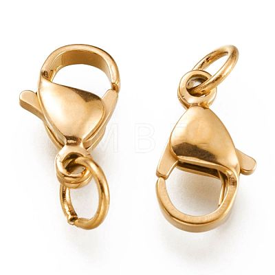 Ion Plating(IP) 304 Stainless Steel Lobster Claw Clasps STAS-G240-01D-G-1