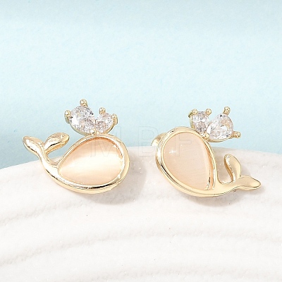 Brass Micro Pave Cubic Zirconia Stud Earrings for Women CU-CBAFF5B-10G-1