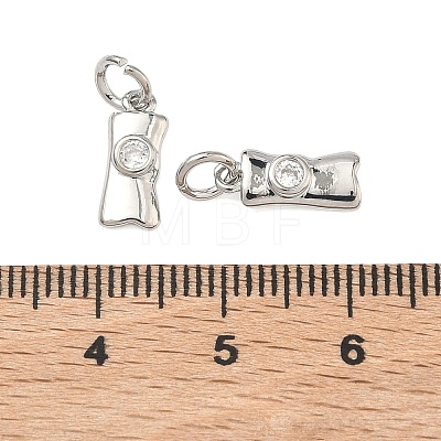 Brass Micro Pave Clear Cubic Zirconia Charms KK-B170-15P-1